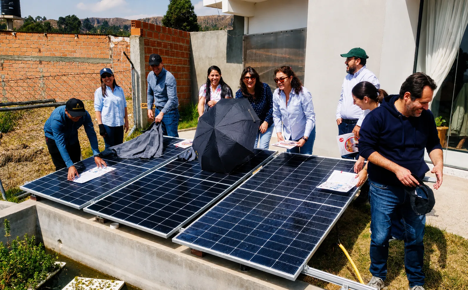 Familias aprendiendo sobre energía solar
